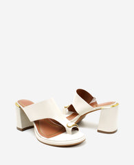 Kenneth Cole Syndika Leather Stone Toe Ring Heeled Sandal | ECRU LEATHER