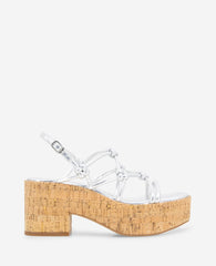 Kenneth Cole Shop Essa Silver Metallic Cork Platform Sandal | KC Reaction | SILVER METALLIC