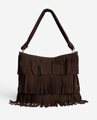 Kenneth Cole Fringe Slouch Hobo Bag | DARK BROWN