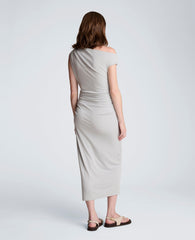 Kenneth Cole Ruched Waist Midi Off-The-Shoulder Dress | STONE GREY