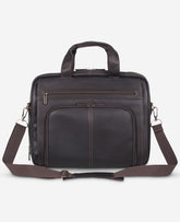 Kenneth Cole Colombian Leather Top Zip Messenger Bag | BROWN
