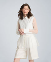 Kenneth Cole Long Sleeve Button Front Shirt with Front Body Overlay | PURE WHITE