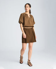 Kenneth Cole Shirred Neck Raglan Bubble Blouse | BRUNETTE