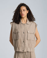 Kenneth Cole Snap Front Jacket with Drawcord Waist | BRUNETTE/PUR WHT
