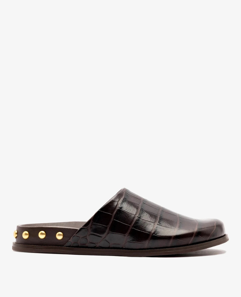Kenneth Cole Larroudé x Kenneth Cole: Clog Dark Oak Croco Leather | CROCO