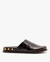 Kenneth Cole Larroudé x Kenneth Cole: Clog Dark Oak Croco Leather | CROCO