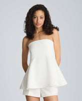 Kenneth Cole Peplum Strapless Top | PURE WHITE