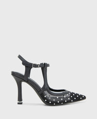 Kenneth Cole Shop Romi Black Stud Mesh Slingback Heel | Kenneth Cole | BLACK STUD MESH