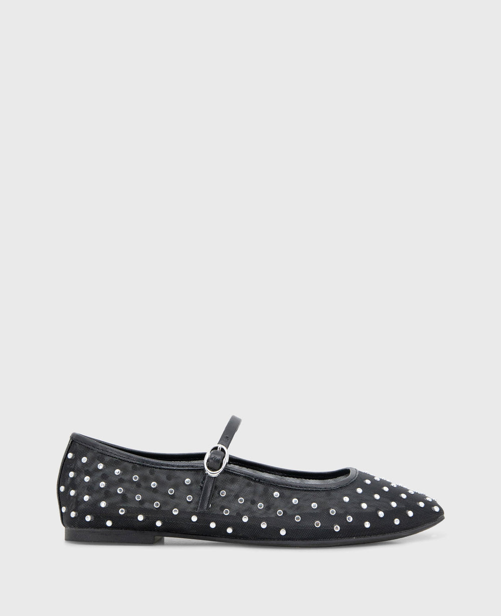 Kenneth Cole Shop Jasper Black Mesh Micro Stud Ballet Flat | Kenneth Cole | BLACK MESH