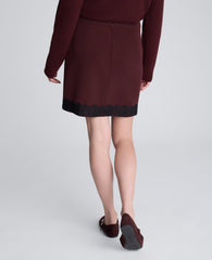 Kenneth Cole Luxe Twill Faux Wrap Mini Skirt With Lace Trim | SUGAR BEET