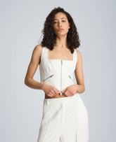 Kenneth Cole Fitted Zip Front Bodice with Zip Pockets | PURE WHITE