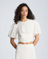 Kenneth Cole Puff Sleeve Wrap Tee | PURE WHITE
