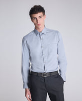 Kenneth Cole Mens REACTION Slim-Fit Button-Down Dress Shirt, Stone Grey | STONE GREY