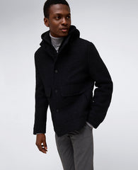 Kenneth Cole Shop Black Boucle Wool Jacket with Jersey Hood – Men’s Fit | BLACK