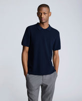 Kenneth Cole Navy Polo Sweater – Cotton-Modal & Refined Drape | KC | NAVY