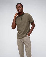Kenneth Cole Green Polo Shirt with Contrast Collar & Placket | KC | GREEN