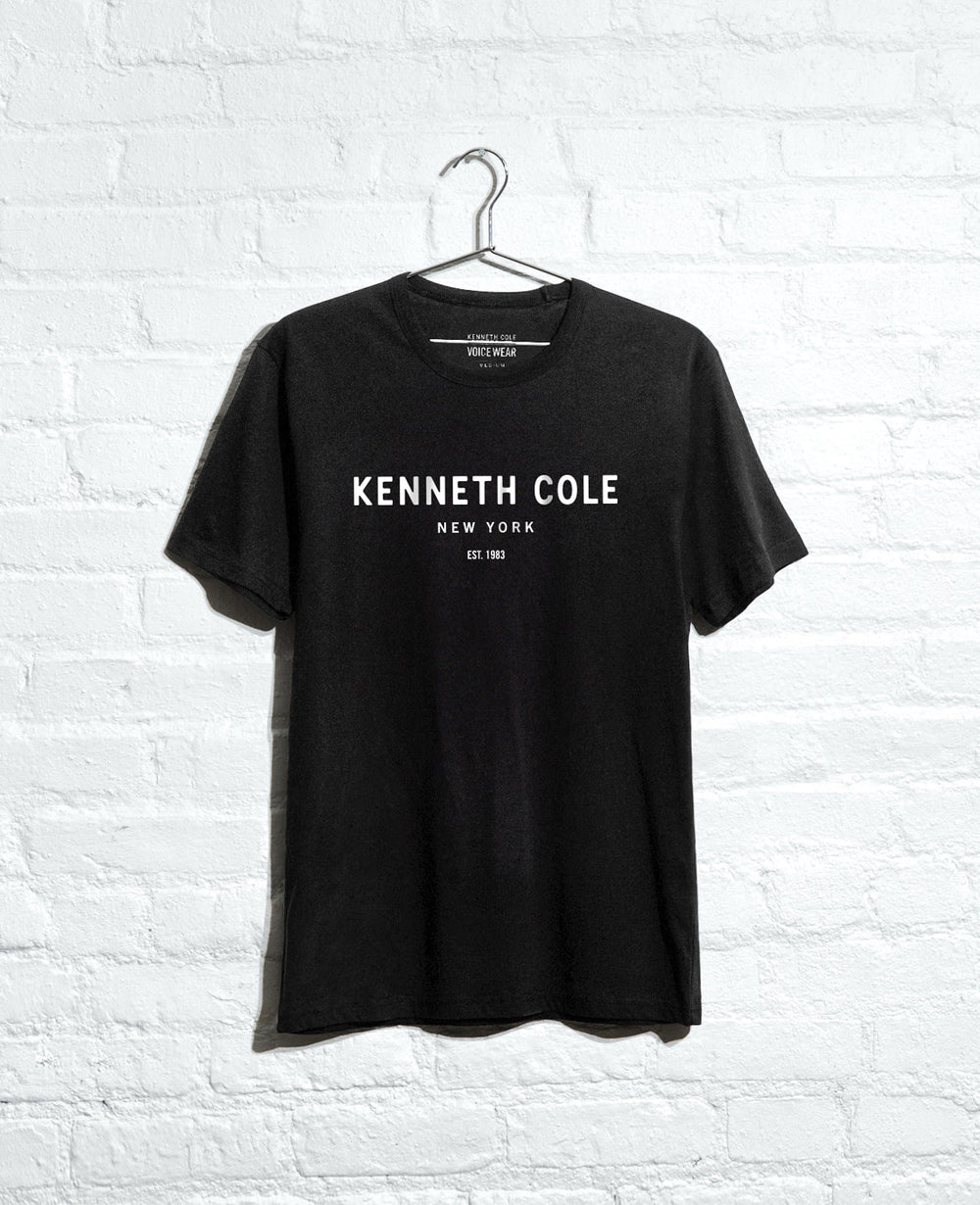 Kenneth Cole Shop 1983 Logo Tee – Black Unisex Cotton Stretch Fit | KC | BLACK