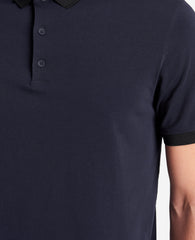 Kenneth Cole Navy Polo Shirt with Colorblock Collar – 4-Way Stretch | KC | NAVY