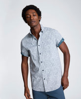 Kenneth Cole Short Sleeve Sport Shirt with Chest Pocket | SCATTERED FLORAL BLUE