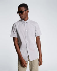 Kenneth Cole Short Sleeve Sport Shirt with Chest Pocket | ABSTRACT OXFORD GEO BLACK