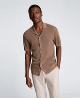 Kenneth Cole Knit Camp Shirt | DARK BEIGE