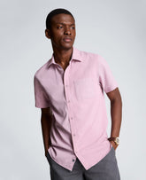Kenneth Cole Slim Fit Short-Sleeve Mixed-Media Sport Shirt | MAUVE