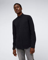 Kenneth Cole Men’s Stretch Button-Down Shirt with Pocket – Black | KC | BLACK