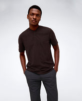 Kenneth Cole Dark Brown Band-Collar Henley – Breathable & Stretch | KC | DARK BROWN
