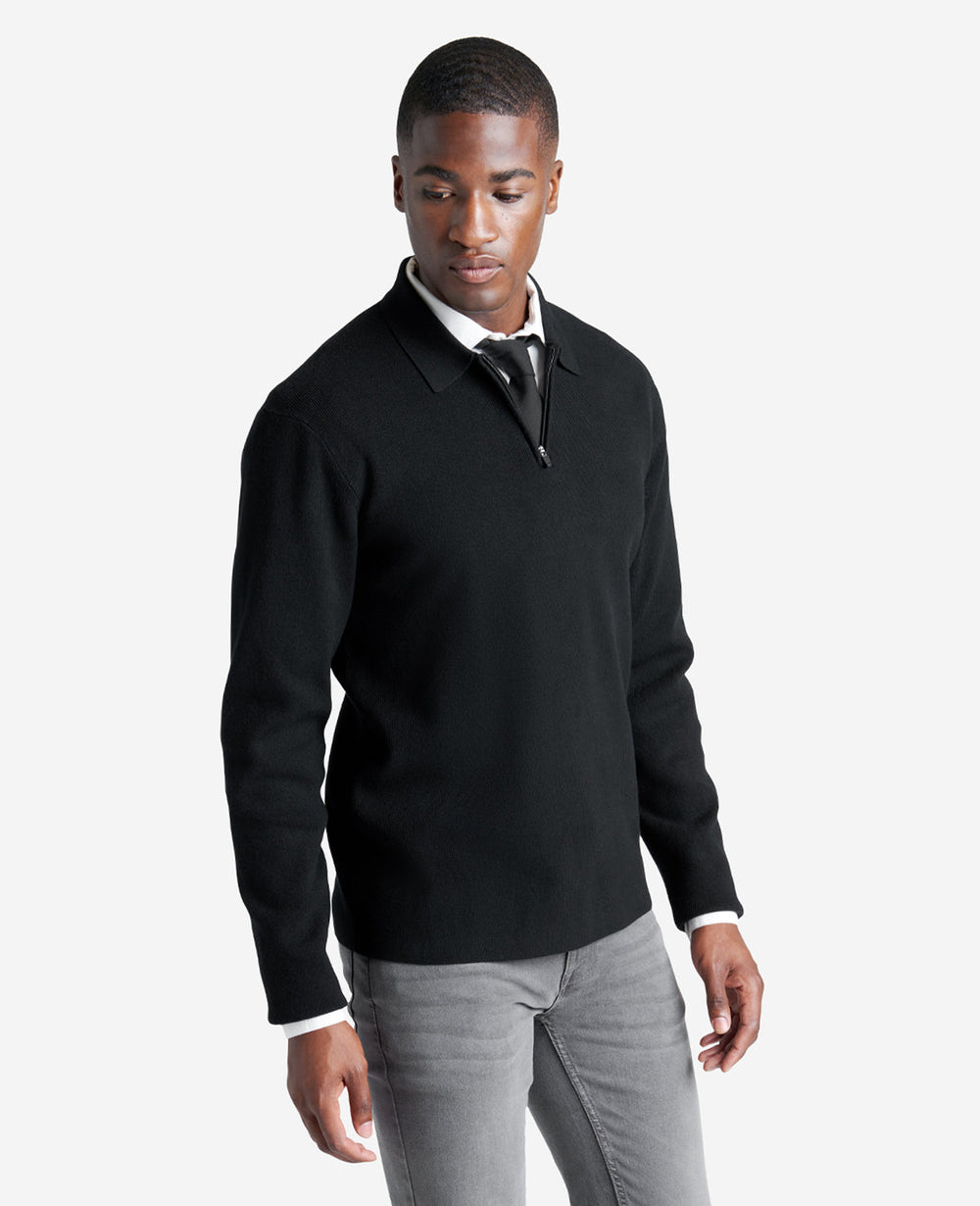 Kenneth Cole Shop Men’s Long Sleeve Polo Sweater – Black | Kenneth Cole | BLACK