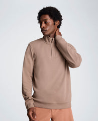 Kenneth Cole Hidden Placket Quarter Zip Sweater | DARK BEIGE