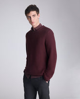 Kenneth Cole Shop Popcorn Crew Sweater: Burgundy Textured Knit | KC | BURGUNDY