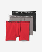 Kenneth Cole Shop 3-Pack Micro Stretch Boxer Briefs – Cotton Comfort | KC | BLACK/RED/GRANITE