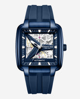 Kenneth Cole Skeleton Automatic Blue Silicone Strap Watch | BLUE