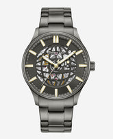 Kenneth Cole Skeleton Automatic Gun Metal Bracelet Watch | GUN