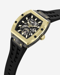 Kenneth Cole Men’s Square Skeleton Watch – Automatic Silicone Band | KC | BLACK