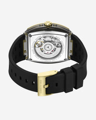Kenneth Cole Men’s Square Skeleton Watch – Automatic Silicone Band | KC | BLACK