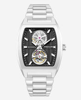 Kenneth Cole Skeleton Automatic Black Dial Stainless Steel Bracelet Watch | SILVER
