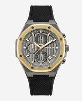 Kenneth Cole Dress Sport Chronograph Two-Tone Silicone Strap Watch | TT GUN/GOLD YELLOW