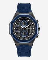 Kenneth Cole Dress Sport Chronograph Two-Tone Silicone Strap Watch | TT BLACK/BLUE