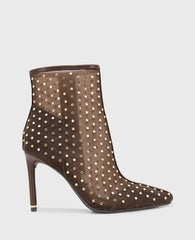 Kenneth Cole Quincy Mesh Micro Stud Heel Ankle Bootie | BROWN MESH