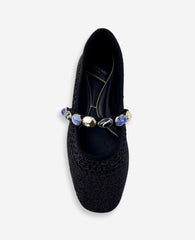 Kenneth Cole Zeta Woven Knit Stone Embellished Ballet Flat | BLACK KNIT
