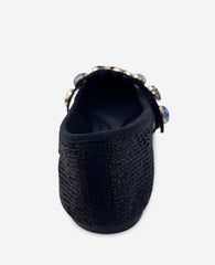Kenneth Cole Zeta Woven Knit Stone Embellished Ballet Flat | BLACK KNIT