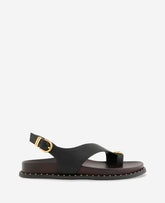 Kenneth Cole Dixon Leather Toe Ring Buckle Sandal | BLACK LEATHER