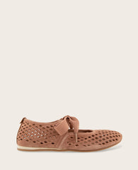 Kenneth Cole GENTLE SOULS - Annalise Perforated Suede Ribbon Tie Ballet Sneaker | MOCHA SUEDE