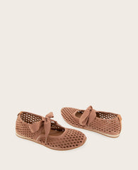 Kenneth Cole GENTLE SOULS - Annalise Perforated Suede Ribbon Tie Ballet Sneaker | MOCHA SUEDE