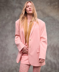 Kenneth Cole Vision Twill Three Button Boyfriend Jacket with Flap Pockets | SOFT PEACH