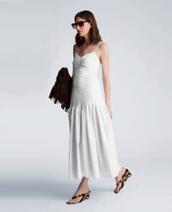 Kenneth Cole Sweetheart Bubble Flounce Midi Dress | NATURAL WHITE
