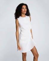 Kenneth Cole Draped Pleated Mini Cascading Detail Dress | NATURAL WHITE