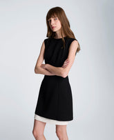 Kenneth Cole Color Block Hem Mini Fit and Flare Dress | BLACK/NATURAL WHITE