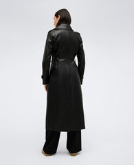 Kenneth Cole Shop Faux Leather Belted Trench Coat – Black | Kenneth Cole | BLACK
